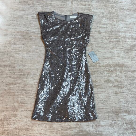 ASTR the Label Women’s Small Silver Sequin Sleeveless Dress Disco Party Cocktail - Picture 1 of 9
